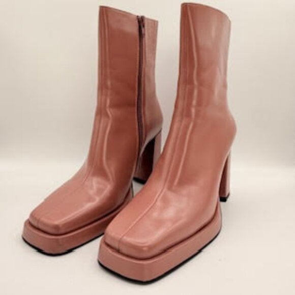 Jeffrey Campbell Square Toe Block Heel Boots – Blush Pink, Size 8 - Picture 1 of 15